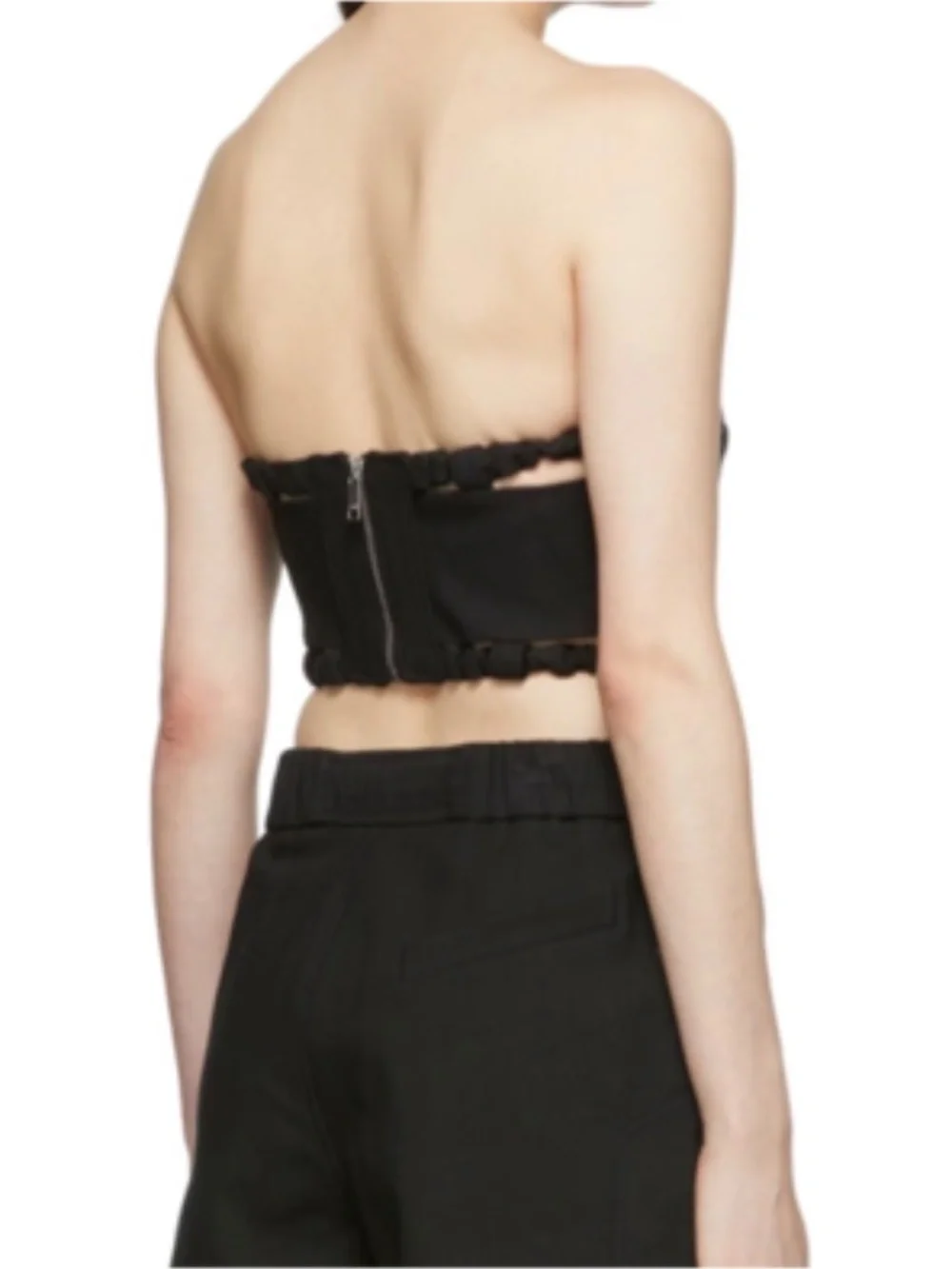 Ganni Strapless Black Cropped Top - Picture 9 of 9